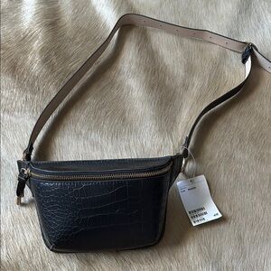 Black Croc-Embossed Crossbody Bag H&M